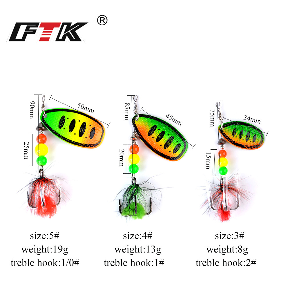 FTK Metal Fishing Lure Spinner - Fishing Hook Treble review and price
