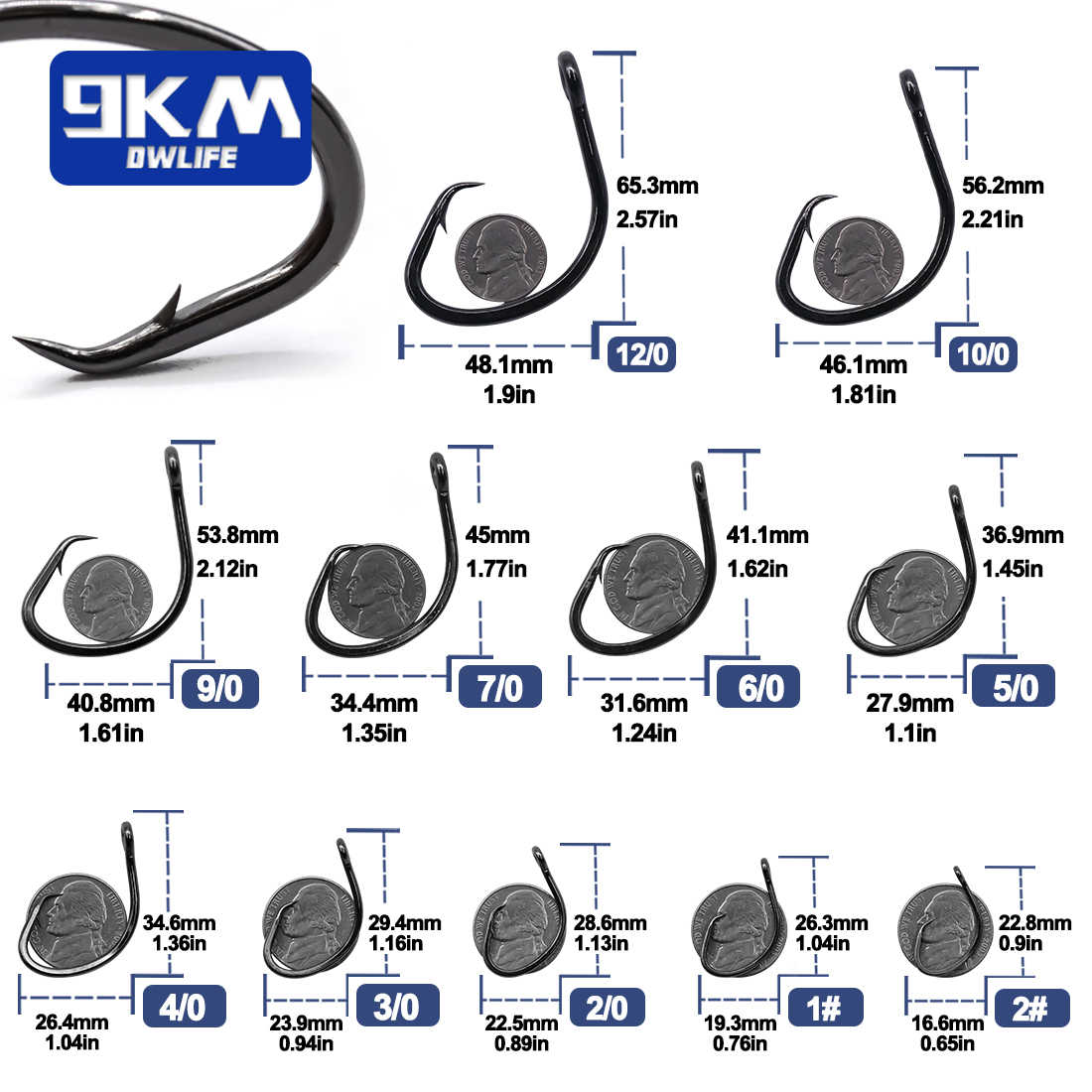 9KM Circle Hooks 25~50Pcs Salt - Fishing Hook Barbless review and price