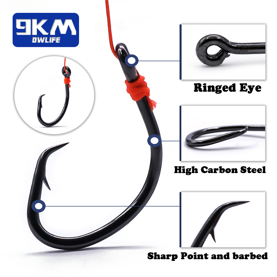 9KM Circle Hooks 25~50Pcs Salt - Fishing Hook Barbless review and price